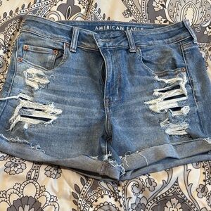 American Eagle Outfitters Ripped Light Wash Jean Shorts